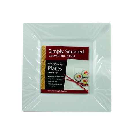 SQ19500 PEC White 9.5 In. Simply Square Dinner Plate, 120PK